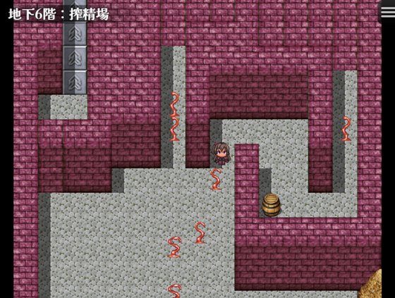 トラップを警戒しながらダンジョンを進む『メ〇ガキくノ一VSエロトラップダンジョン』の探索パート画像