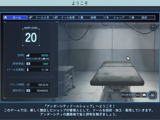アンダーシティドールショップのあらすじ画面