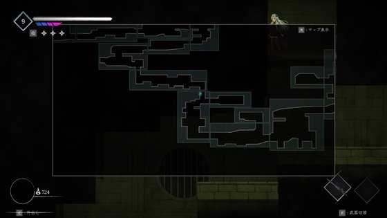 クライナリア奈落の涙のマップ表示画面