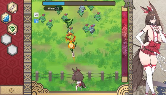 キツネ里の守護戦のゲーム画面